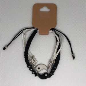2 piece bracelet set adjustable, one size friendship yin Yang